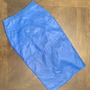 Singen Brand Blue Pleather Midi Skirt